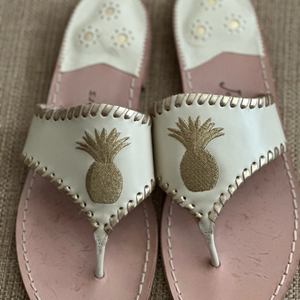 Jack Rogers Cream and Gold Resort Sandals